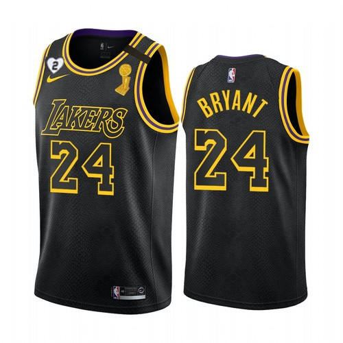 Men's Los Angeles Lakers #24 Kobe Bryant Black 2020 NBA Finals Champions With Gigi Patch Mamba Stitched Jersey